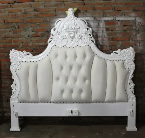 Daabadi Furniture Wholesale Classic French Painted Bed King-Size White Duco Mahogany