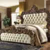 Daabadi Furniture Wholesale Classic Rococo Bed King-Size Gold Mahogany