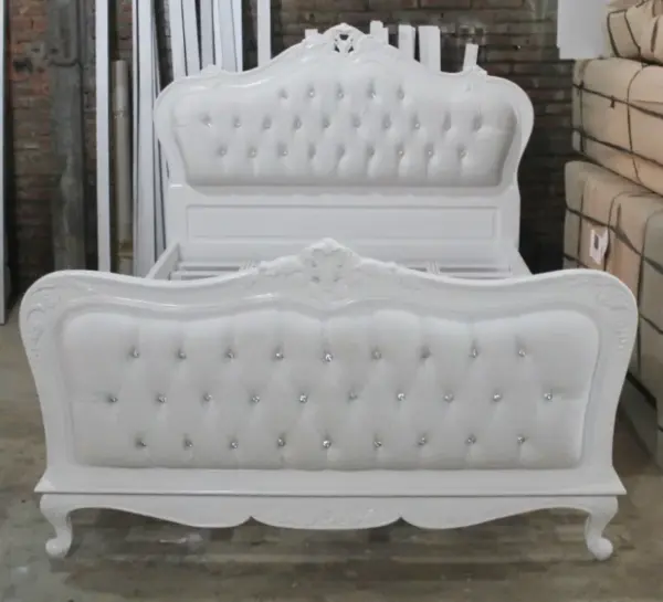 Daabadi Furniture Wholesale Classic French Painted Bed King-Size White Duco Mahogany