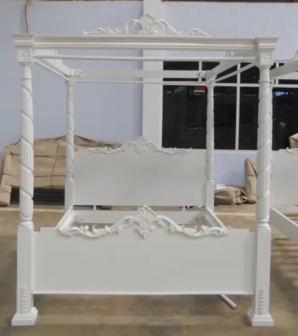 Daabadi Furniture Wholesale Classic French Painted Bed King-Size White Duco Mahogany