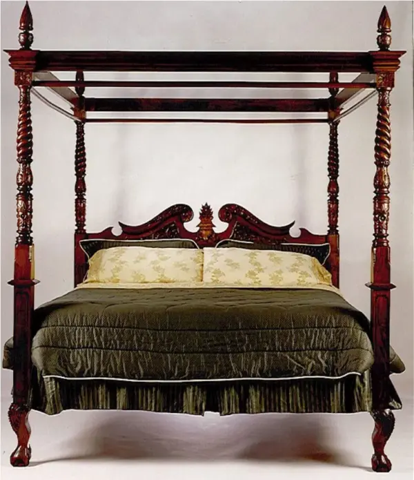 Daabadi Furniture Wholesale Classic French Painted Bed King-Size Brown Duco Mahogany