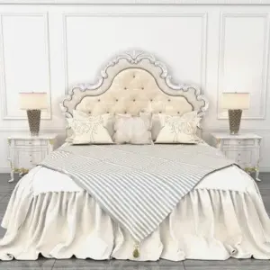 Daabadi Furniture Wholesale Classic French Provincial Bed King-Size White Duco Painted Mahogany