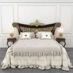Daabadi Furniture Wholesale Classic Antique French Bed Super King-Size Silver Painted Mahogany