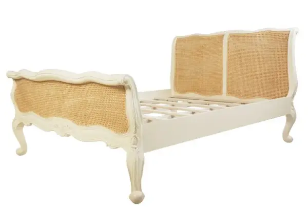 Daabadi Furniture Wholesale Classic Antique French Bed Super King-Size White Painted Mahogany