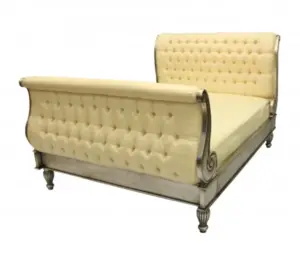 Daabadi Furniture Wholesale Classic Antique French Bed Super King-Size Silver Painted Mahogany