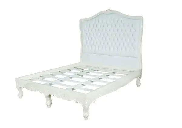 Daabadi Furniture Wholesale Classic Antique French Bed Super King-Size White Painted Mahogany