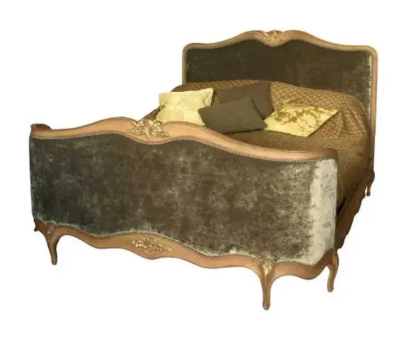 Daabadi Furniture Wholesale Classic Antique French Bed Super King-Size Gold Painted Mahogany