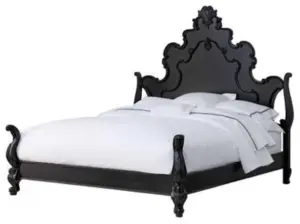 Daabadi Furniture Wholesale Classic Antique French Bed Super King-Size Black Painted Mahogany