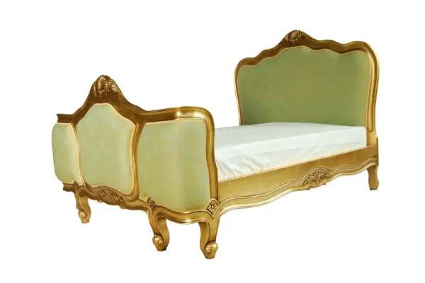 Daabadi Furniture Wholesale Classic Antique French Bed Super King-Size Gold Painted Mahogany