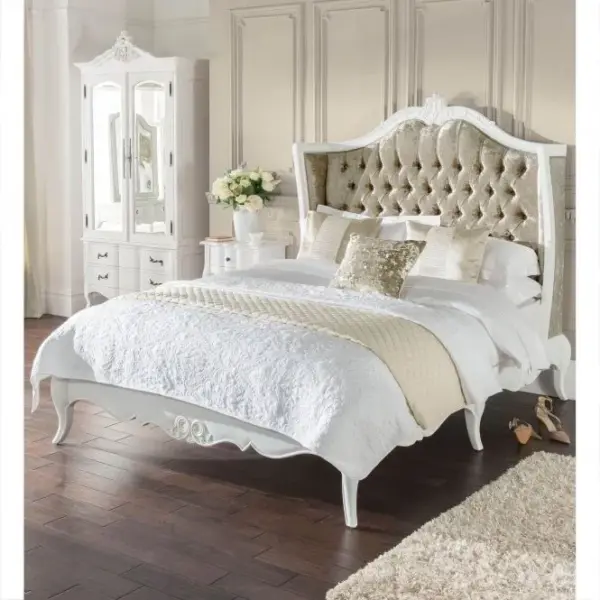 Daabadi Furniture Wholesale Classic French Bed King-Size White Duco Mahogany