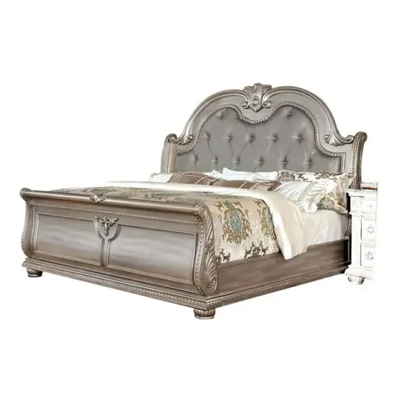 Daabadi Furniture Wholesale Classic Antique French Bed Super King-Size Campagne Painted Mahogany