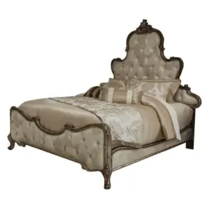 Daabadi Furniture Wholesale Classic Provincial French Bed Super King-Size Silver Painted Mahogany