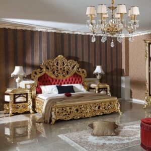 Classic Rococo Bed - Gold Mahogany - 26