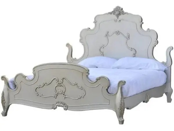 Daabadi Furniture Wholesale Classic Provincial French Bed Super King-Size White Painted Mahogany