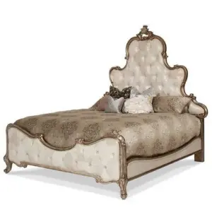 Daabadi Furniture Wholesale Classic French Vintage Bed Super King-Size Silver Painted Mahogany