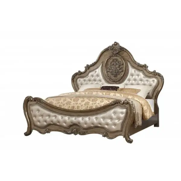 Daabadi Furniture Wholesale Classic Provincial French Bed Super King-Size Silver Painted Mahogany