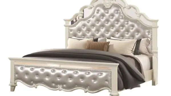 Daabadi Furniture Wholesale Classic Provincial French Bed Super King-Size Silver Painted Mahogany