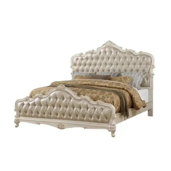 Daabadi Furniture Wholesale Classic Provincial French Bed Super King-Size Silver Painted Mahogany
