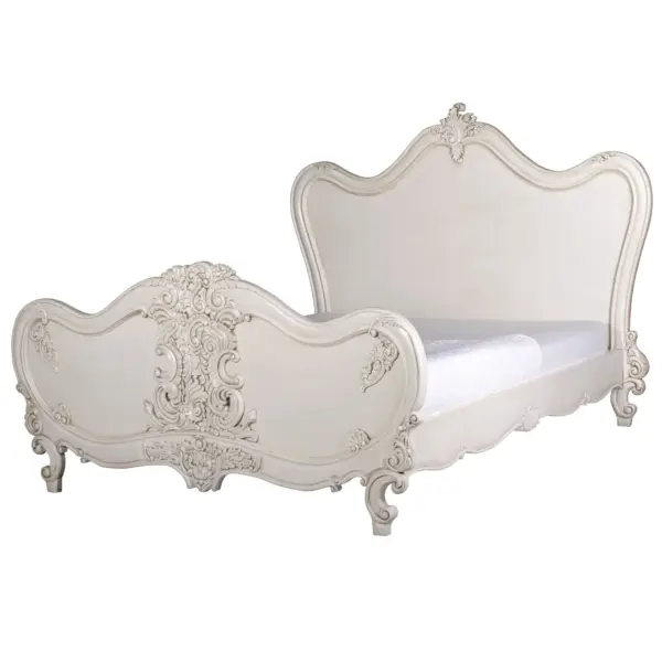 Daabadi Furniture Wholesale Classic Provincial French Bed Super King-Size White Painted Mahogany