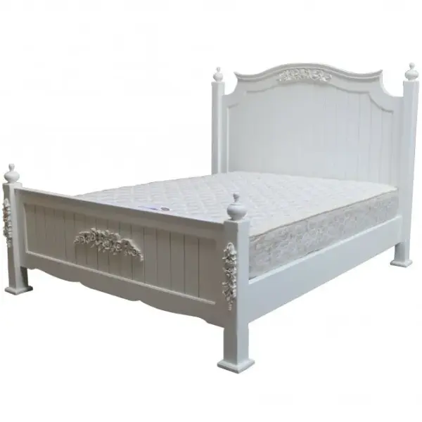 Daabadi Furniture Wholesale Classic Provincial French Bed Super King-Size White Painted Mahogany