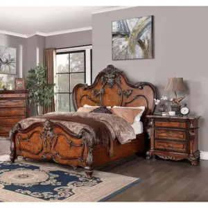 Classic Antique Bed - Brown Mahogany Veneer - 3
