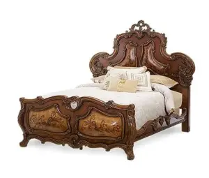 Daabadi Furniture Wholesale Classic French Vintage Bed Super King-Size Walnut Painted Mahogany