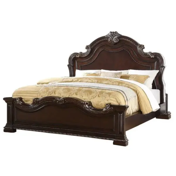Daabadi Furniture Wholesale Classic French Antique Reproduction Bed Super King-Size Brown Painted Mahogany