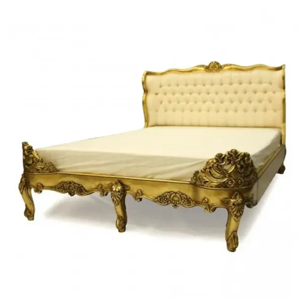 Daabadi Furniture Wholesale Classic French Colonial Bed Super King-Size Gold Painted Mahogany