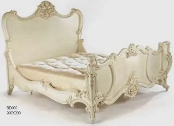 Daabadi Furniture Wholesale Classic French Antique Bed Super King-Size White Painted Mahogany