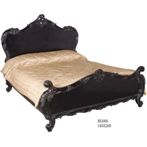 Daabadi Furniture Wholesale Classic French Provincial Bed Super King-Size Black Painted Mahogany