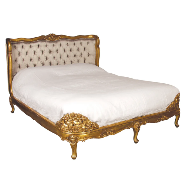Daabadi Furniture Wholesale Classic French Colonial Bed Super King-Size Gold Painted Mahogany