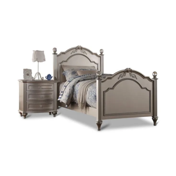 Daabadi Furniture Wholesale Classic French Antique Bed Super King-Size Silver Painted Mahogany