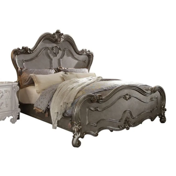 Daabadi Furniture Wholesale Classic French Provincial Bed Super King-Size Silver Painted Mahogany
