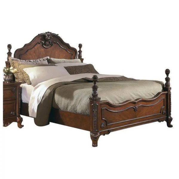 Daabadi Furniture Wholesale Classic French Colonial Bed Super King-Size Walnut Painted Mahogany