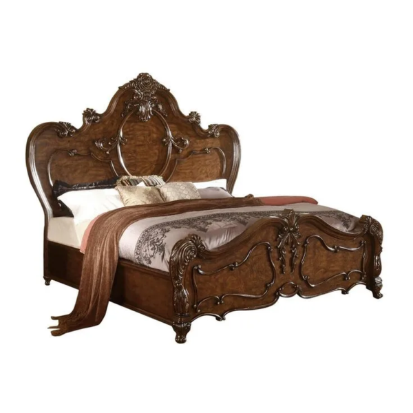 Daabadi Furniture Wholesale Classic French Vintage Bed Super King-Size Brown Painted Mahogany
