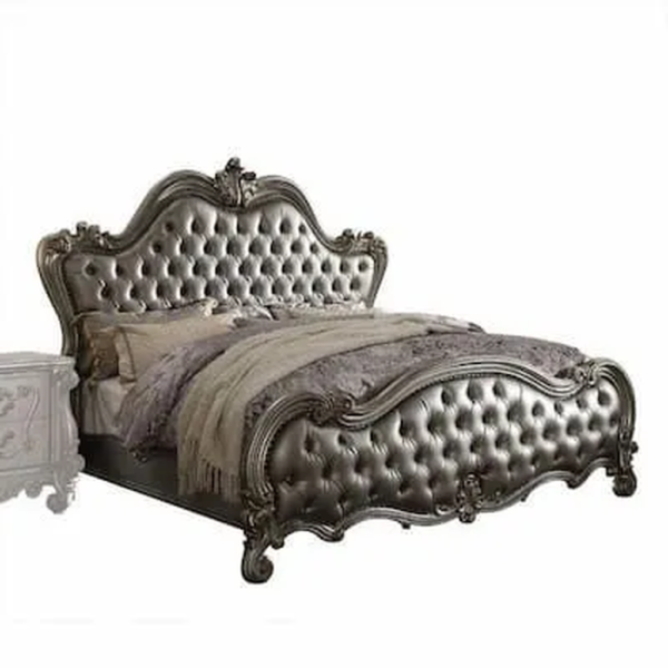Daabadi Furniture Wholesale Classic French Victorian Bed Super King-Size Silver Painted Mahogany