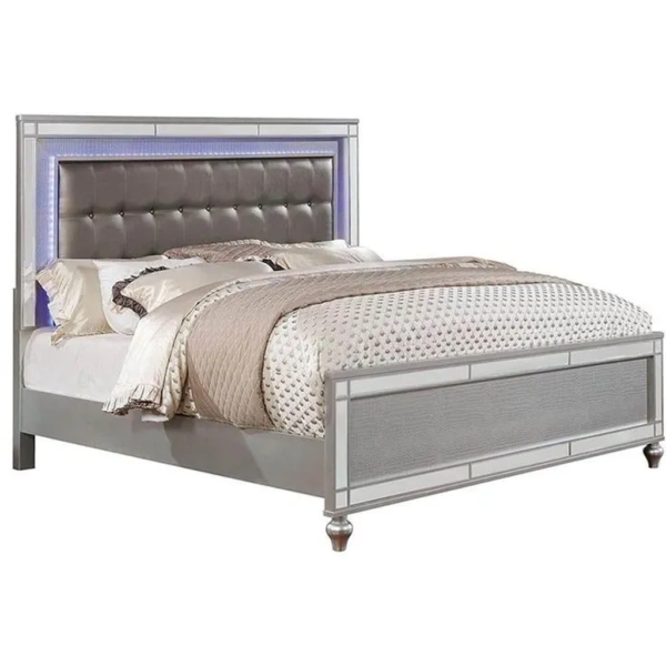 Daabadi Furniture Wholesale Classic French Reproduction Bed Super King-Size Silver Painted Mahogany