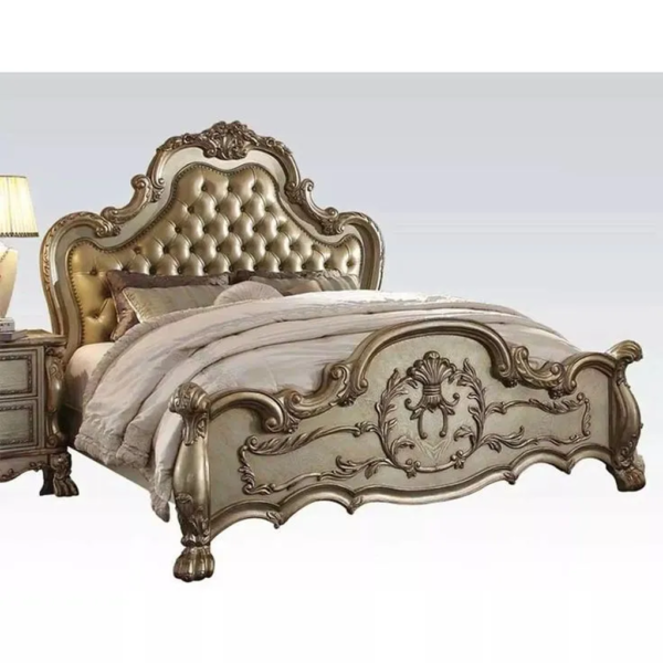 Daabadi Furniture Wholesale Classic French Provincial Bed Super King-Size Gold Painted Mahogany