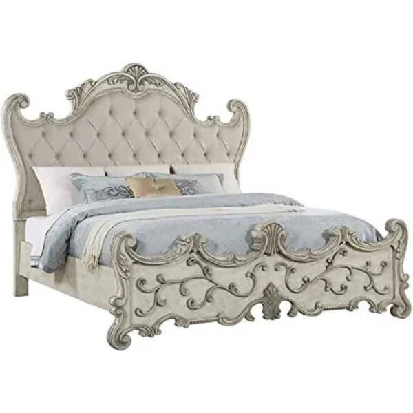 Daabadi Furniture Wholesale Classic French Victoria Bed Super King-Size White Painted Mahogany