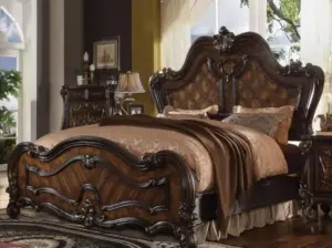 Daabadi Furniture Wholesale Classic Antique Bed King-Size Brown Mahogany Veneer