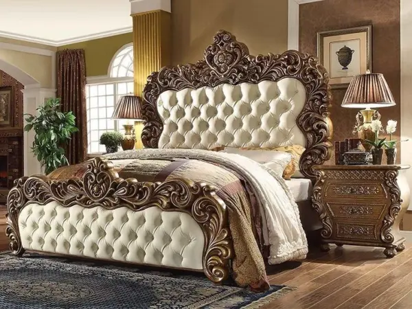 Daabadi Furniture Wholesale Classic Antique Bed Queen-Size Brown Mahogany