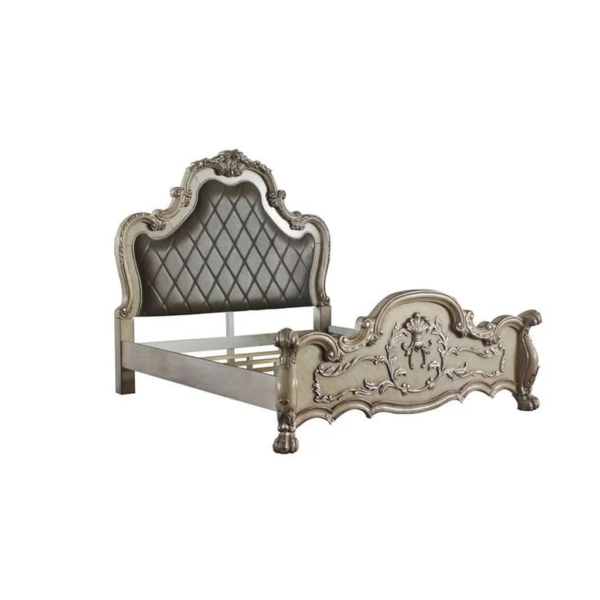 Daabadi Furniture Wholesale Classic French Vintage Bed Super King-Size Beige Painted Mahogany