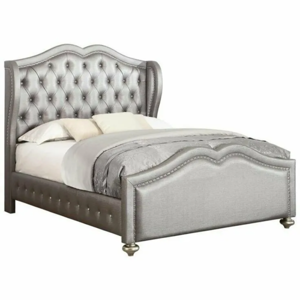 Daabadi Furniture Wholesale Classic French Reproduction Bed Super King-Size Beige Painted Mahogany