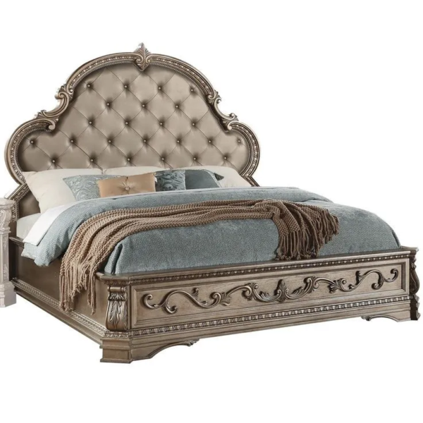Daabadi Furniture Wholesale Classic French Colonial Bed Super King-Size Gold Painted Mahogany