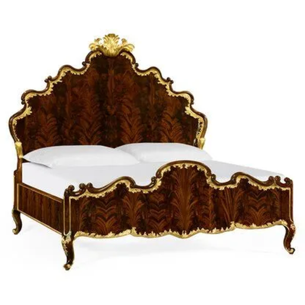 Daabadi Furniture Wholesale Classic French Vintage Bed Super King-Size Brown Painted Mahogany