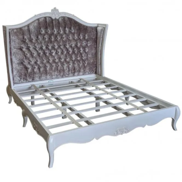Daabadi Furniture Wholesale Classic French Provincial Bed Super King-Size Silver Painted Mahogany