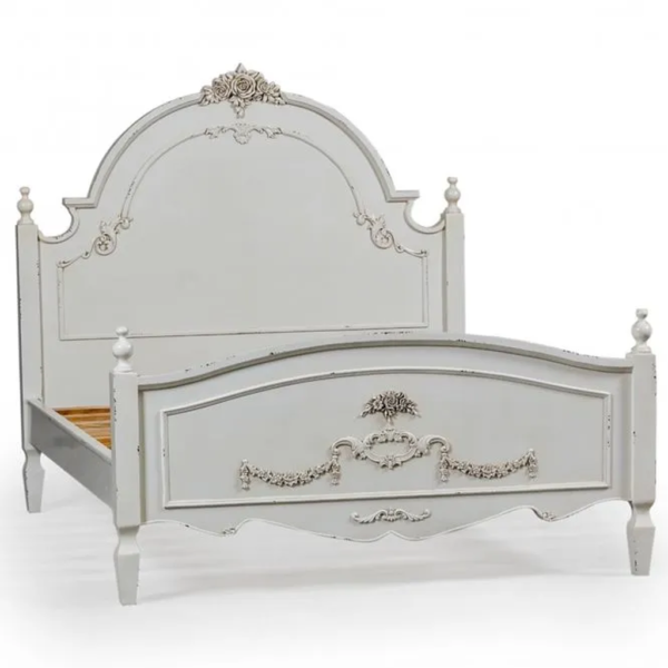 Daabadi Furniture Wholesale Classic French Victorian Bed Super King-Size White Painted Mahogany