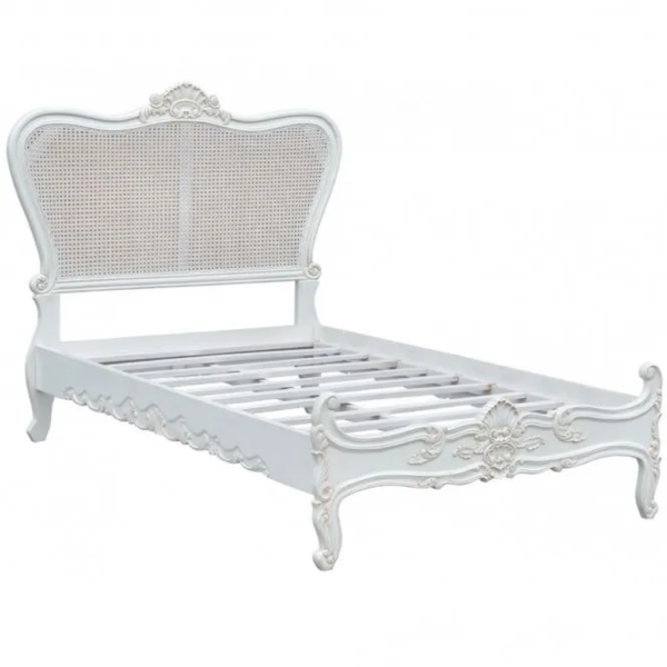Daabadi Furniture Wholesale Classic French Antique Bed Super King-Size White Painted Mahogany