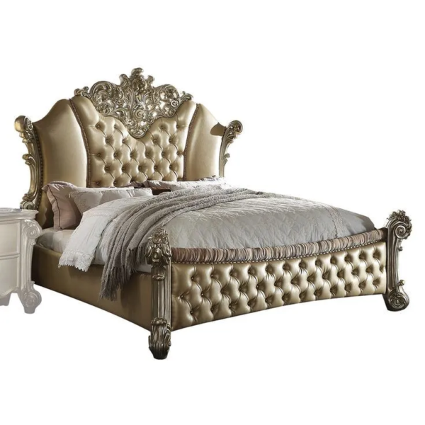 Daabadi Furniture Wholesale Classic French Colonial Bed Super King-Size Gold Painted Mahogany