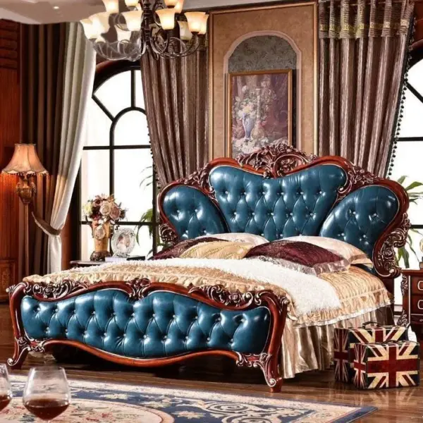 Daabadi Furniture Wholesale Classic French Bed Queen-Size Brown Mahogany